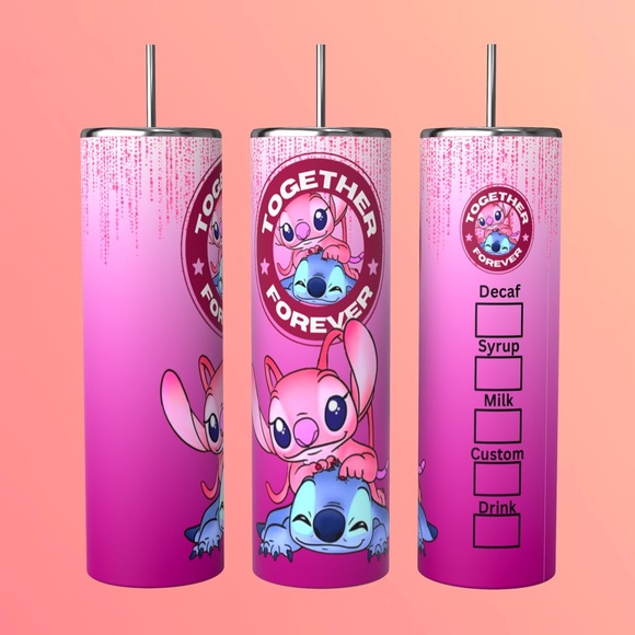 TOGETHER FOREVER 20oz STAINLESS STEEL SUBLIMATED TUMBLER HIS& HERS - Picture 5 of 11